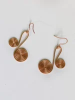 Handmade Double Spiral Pure Copper Wire Earrings - Image 2