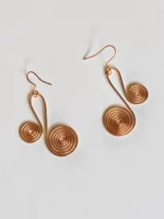 Handmade Double Spiral Pure Copper Wire Earrings - Image 3