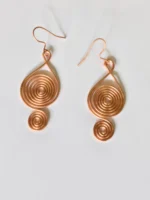Handmade Teardrop Frame Double Spiral Pure Copper Wire Earrings - Image 4