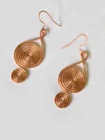 Handmade Teardrop Frame Double Spiral Pure Copper Wire Earrings - Image 2