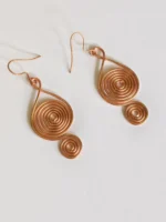 Handmade Teardrop Frame Double Spiral Pure Copper Wire Earrings - Image 3