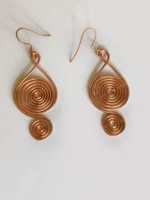 Handmade Teardrop Frame Double Spiral Pure Copper Wire Earrings
