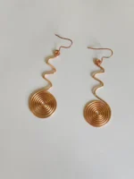 Handmade Zigzag Spiral Pure Copper Wire Earrings - Image 4