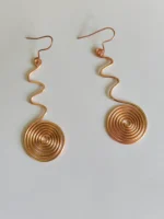 Handmade Zigzag Spiral Pure Copper Wire Earrings - Image 2