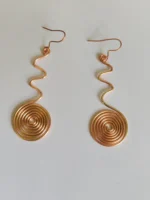 Handmade Zigzag Spiral Pure Copper Wire Earrings - Image 3