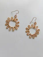 Handmade Floral Sunburst Pure Copper Wire Earrings - Image 2