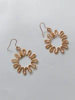 Handmade Floral Sunburst Pure Copper Wire Earrings - Image 3