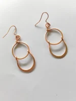 Handmade Double Teardrop Pure Copper Wire Earrings - Image 2