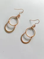 Handmade Double Teardrop Pure Copper Wire Earrings - Image 3
