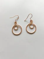 Handmade Spiral Loop Pure Copper Wire Earrings - Image 4