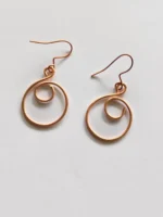 Handmade Spiral Loop Pure Copper Wire Earrings - Image 2