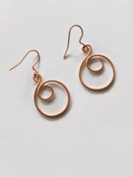 Handmade Spiral Loop Pure Copper Wire Earrings - Image 3