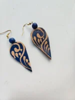 Handmade Blue Vine Teardrop Leather Earrings - Image 2
