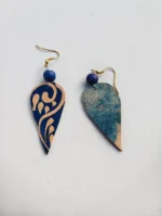 Handmade Blue Vine Teardrop Leather Earrings - Image 4