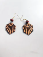 Hexagonal Leather hand work Earrings for girls