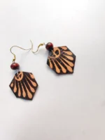 Hexagonal Leather hand work Earrings for girls - Image 2