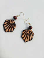 Hexagonal Leather hand work Earrings for girls - Image 3