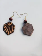Hexagonal Leather hand work Earrings for girls - Image 4