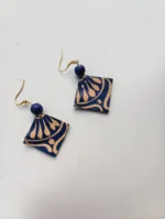 Handmade: Leather Earrings with Bead Accent - Image 2