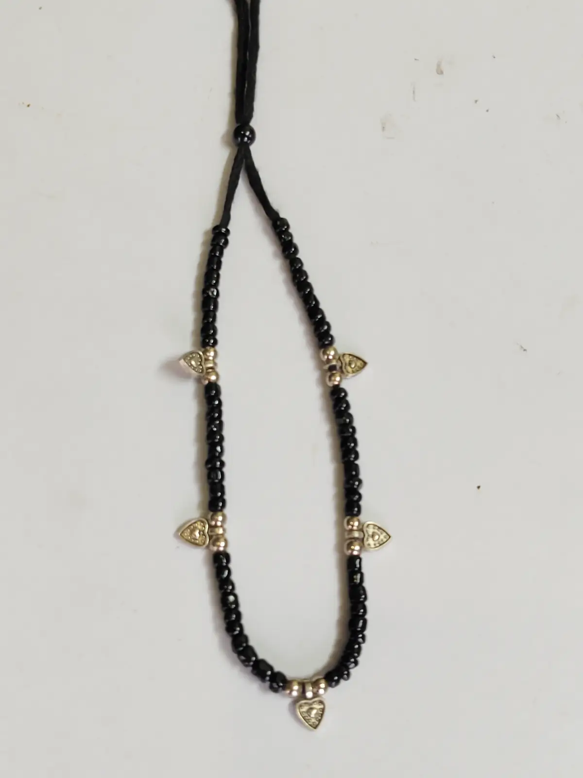 1001024295.webp Oxidized Charm Anklet – Black Beaded Design - Image 1