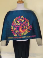 Silk Kantha Blouse Piece – Peacock & Leaf Design