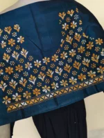 Silk Kantha Stitch Blouse Material – Yellow and white flower - Image 3
