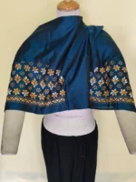 Silk Kantha Stitch Blouse Material – Yellow and white flower - Image 4