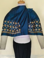 Silk Kantha Stitch Blouse Material – Yellow and white flower - Image 5