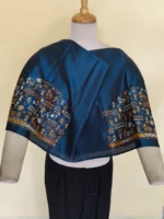 Silk Kantha Stitch Blouse Piece – Hand-crafted folk design - Image 5