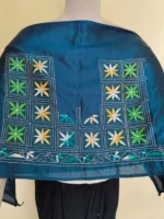 Silk Kantha Stitch Blouse Material – Handcrafted Floral Embroidery - Image 2