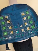 Silk Kantha Stitch Blouse Material – Handcrafted Floral Embroidery - Image 4