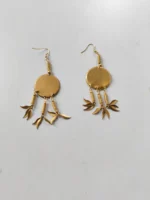 Handmade Brass Earrings – Floral Charm Danglers