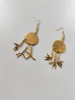 Handmade Brass Earrings – Floral Charm Danglers - Image 2