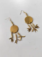 Handmade Brass Earrings – Floral Charm Danglers - Image 4