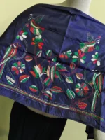Silk Kantha Stitch Blouse Material – Hand Embroidered Birds & Floral Motifs - Image 2