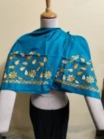 Silk Kantha Stitch Blouse Material – Hand Embroidered Floral Vine Motifs - Image 4