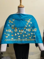 Silk Kantha Stitch Blouse Material – Hand Embroidered Floral Vine Motifs
