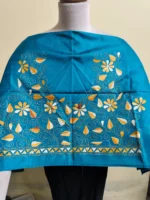 Silk Kantha Stitch Blouse Material – Hand Embroidered Floral Vine Motifs - Image 3