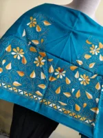 Silk Kantha Stitch Blouse Material – Hand Embroidered Floral Vine Motifs - Image 2