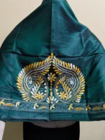 Green Silk Kantha Blouse Material – Handcrafted Geometric Border - Image 2