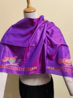 Silk Kantha Blouse Piece – Peacock & Leaf Motif Design purple - Image 3
