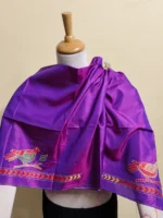 Silk Kantha Blouse Piece – Peacock & Leaf Motif Design purple - Image 4