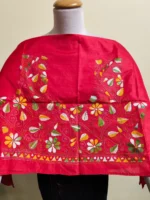 Premium Silk Kantha Stitch Blouse Piece (Red) - Image 4