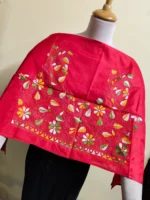 Premium Silk Kantha Stitch Blouse Piece (Red) - Image 2