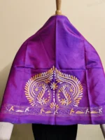Silk Kantha Stitch Dupatta – Hand Embroidered Paisley Floral Motifs - Image 4