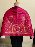 Bangalore Silk Blouse Material Kantha Stitch - Saree Maroon