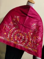 Bangalore Silk Blouse Material Kantha Stitch - Saree Maroon - Image 2