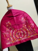 Bangalore Silk Blouse Material Kantha Stitch - Saree Maroon - Image 3