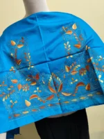 Silk Kantha Stitch Blouse Material – Hand Embroidered Floral Motifs - Image 3