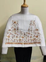 Silk Kantha Stitch Blouse Material – Hand Embroidered Warli Tribal Art - Image 4